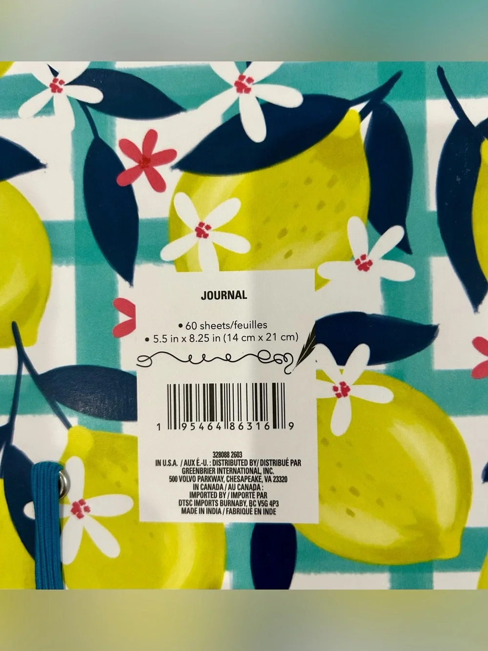 Cherry Shaped Eraser & Lemon Floral Notebook Colorful Stationery Set